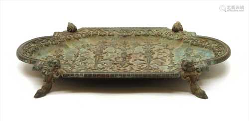 A 19th century cast iron footed dish