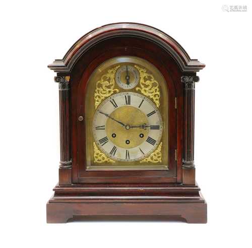 An Edwardian mahogany eight-day bracket clock,