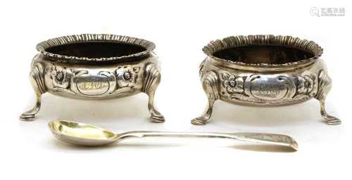 A pair of Victorian silver salt cellars,