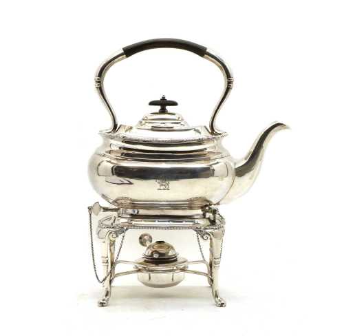 An Edwardian silver kettle with stand,