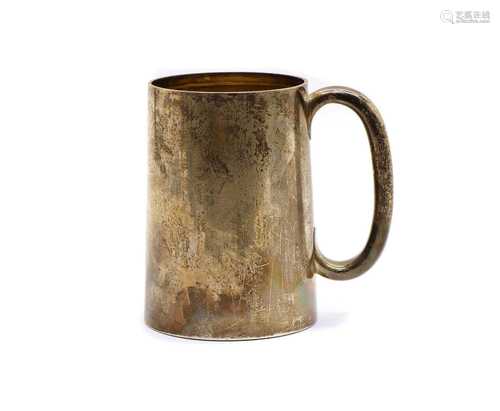 A Victorian glass bottomed silver mug,