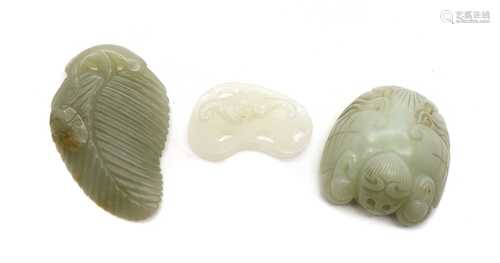 Three Chinese jade pendants,