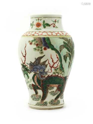 A Chinese famille verte vase,