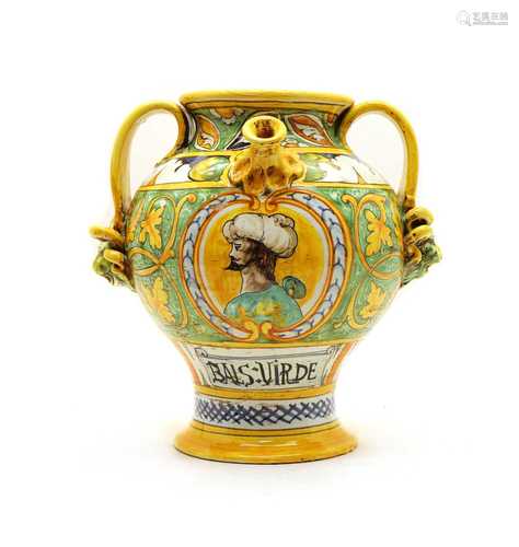 An Italian maiolica wet drug jar,