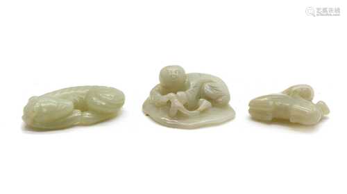 Three Chinese jade carvings,