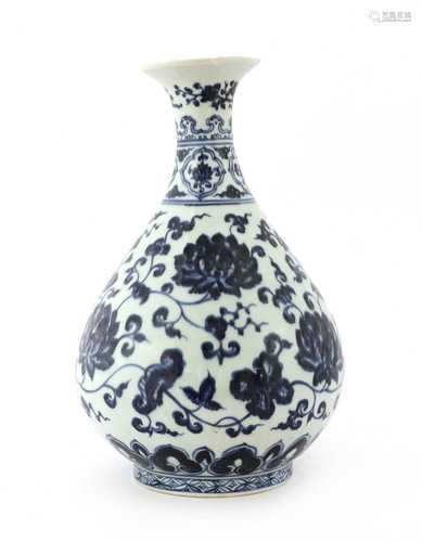 A Chinese blue and white 'yuhuchun' vase,