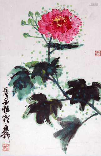 谢稚柳 芙蓉花 设色纸本立轴