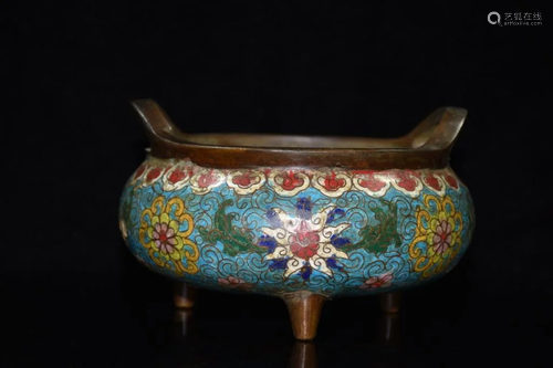 Chinese Cloisonne Tripod Censer