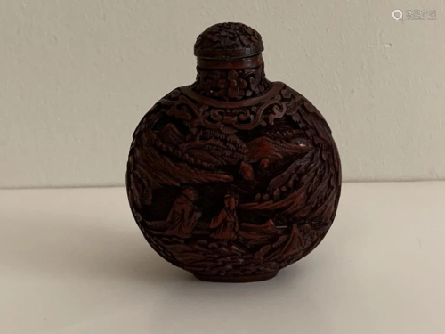 Qing Chinese Red Cinnerbar Snuff Bottle