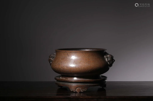 Qing Chinese Bronze Censer,Mark