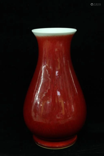 Chinese Red Glazed Porcelain Vase,Mark