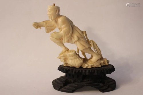 Chinese Hand Carved Bone Fishman