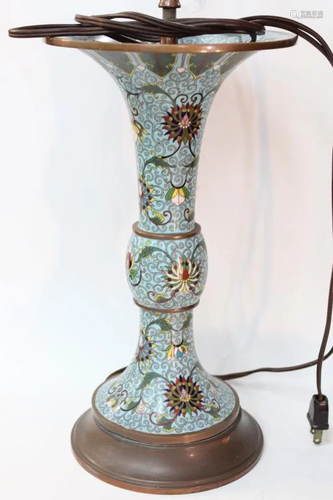 Chinese Cloisonne Vase Made into Lamp