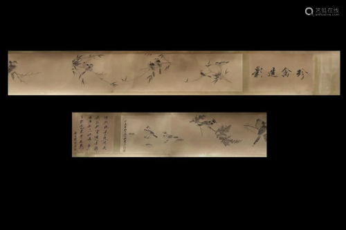 Chinese Ink Color Long Scroll Painting