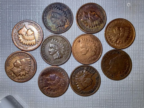 A set of copper-nickel Indian cents