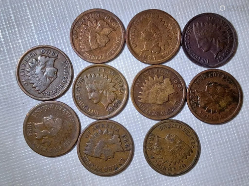 A set of copper-nickel Indian cents