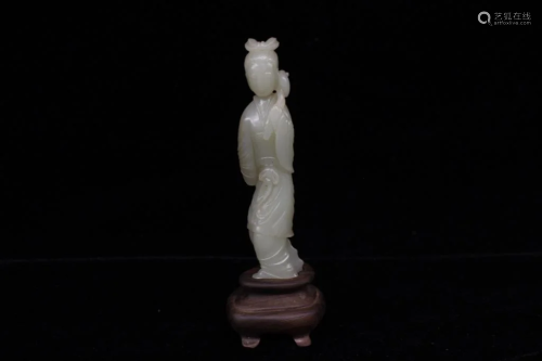 Chinese Jade Carved Standing Lady