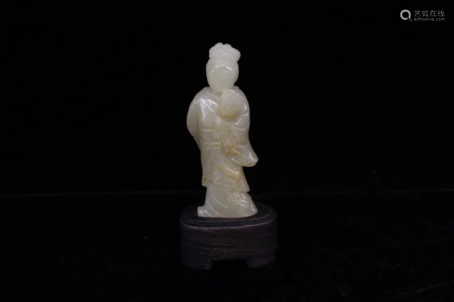 Chinese Jade Carved Standing Lady