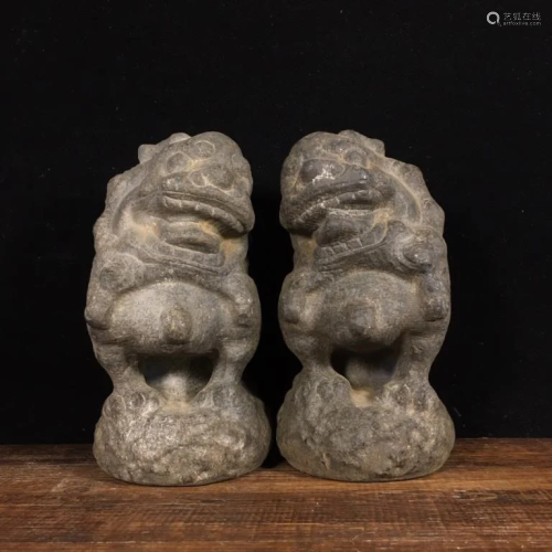 Pair of Chinese Stone Lion Paper weight