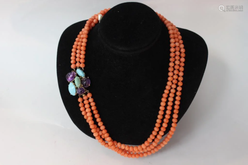 Chinese Coral Beads Necklace
