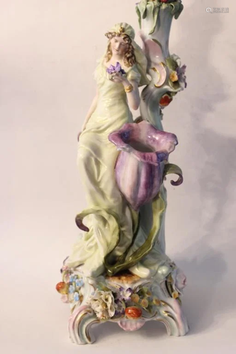 Large Meissen Figural Candle Holder w Hallmark