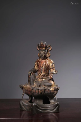 Qing Chinese Gilt Bronze Guanyin Buddha