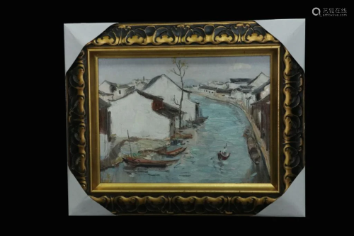 Oil on Canvas, Canal Towns in South of the Yangtze