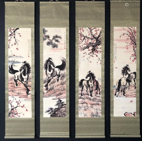 Four Chinese Ink Color Scroll
