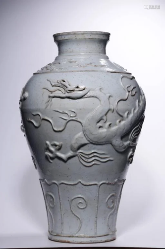 Chinese White Glazed Meiping Vase,