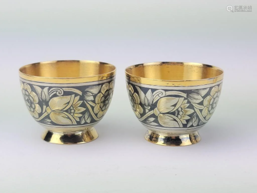 Russian Soviet Silver Niello Cups Goblet