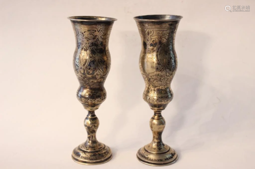 Large Russian Silver Champagne Goblet,19th.C