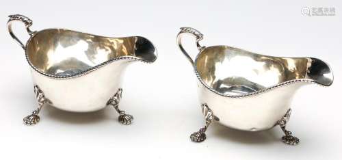 A Pair of Hallmarked Sterling Silver Sauce Boats, c1932 By A...