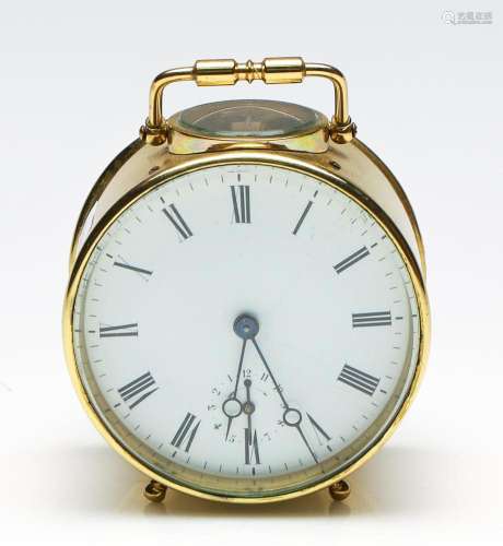Vintage Brass Alarm Clock, round dial, Roman Numerals, Visib...