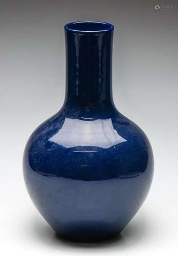 A Globular Shaped Chinese Blue Ground Vase (H:36cm)