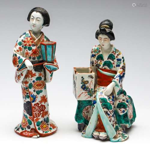 A Japanese Meiji Period Imari Geisha Lady Figure and A Later...