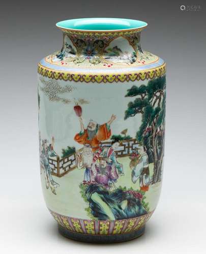 A Large Famille Rose, Character Decorated Baluster Vase (H: ...