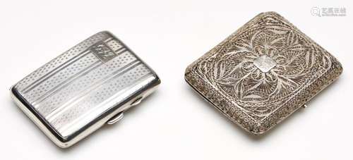 A Filigree Card Case Together With an English Hallmarked Exa...