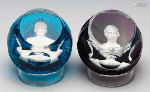 Baccarat Royal Family Crystal Paperweights of Prince Charles...