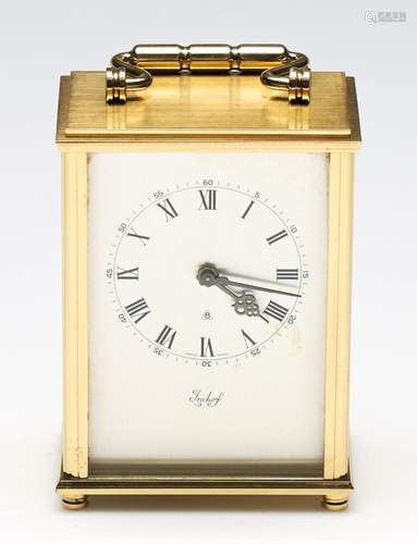 Vintage Arthur Imhof Brass Carriage Clock, (H:12cm, W 8.5cm,...