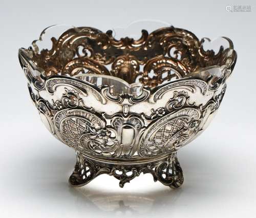 A 19th Century German Silver Rococo Style Footed Centrepiece...