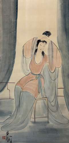 A Lin fengmian's figure painting