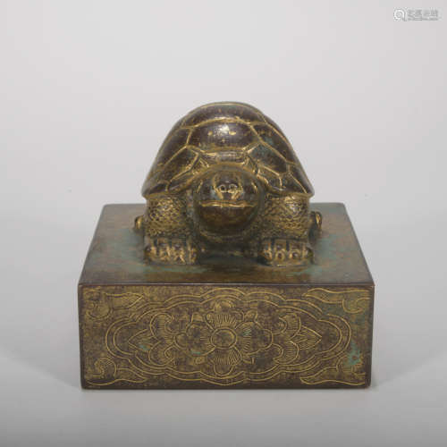 A gilt-bronze 'turtle' seal