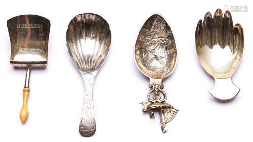 A Collection of Four Sterling Silver Caddy Spoons (Avg Lengt...