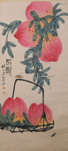 A Qi baishi's birthday peach painting