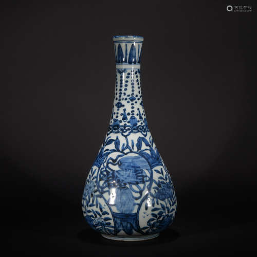 A blue and white vase