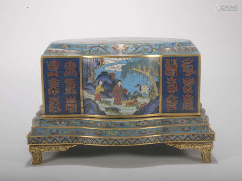 A Cloisonne enamel 'landscape' box and cover