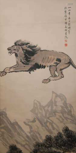 A Xu beihong's lion painting