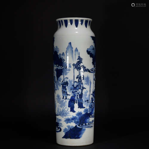 A blue and white trunk vase