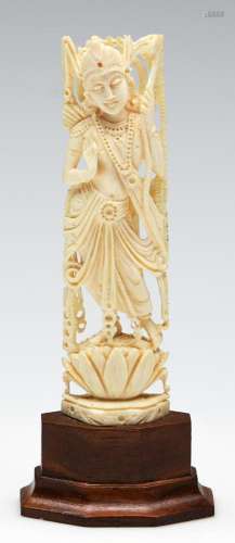 A Southeast Asian Carved Ivory Figure of a Deity (H:14cm)