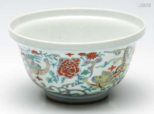 A Chinese Doucai Bowl (H:8cm Dia:15cm) in Fabric Box